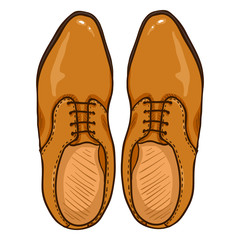 Vector Cartoon Illustration - Pair of Leather Men Shoes