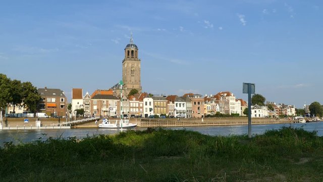 The IJssel river and the Saint Lebuinus Church in Deventer