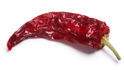 Dried whole paprika chile, paths, top view