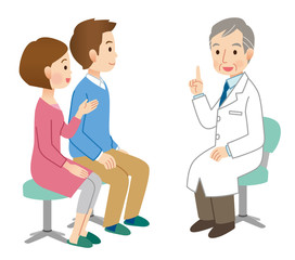 医師に相談する夫婦　不妊治療