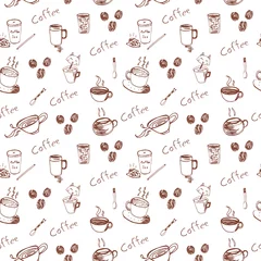 Wallpaper murals Coffee hand draw coffee seamless pattern vector