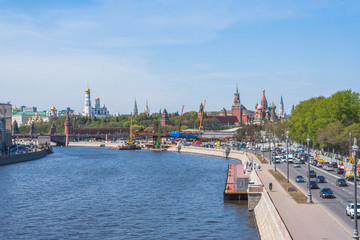 View of Moscow Kremlin from Moskvoretskaya embankment, Russia