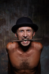 Man with naked torso