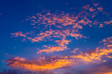 Dramatic sky, Colorful clouds with sunset light reflected