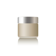 Realistic blank cosmetic container for cream in white background.