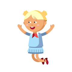 Cute girl have fun in white background.