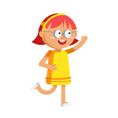 Cute girl have fun in white background.