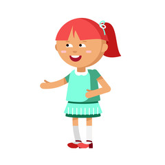 Cute girl have fun in white background.