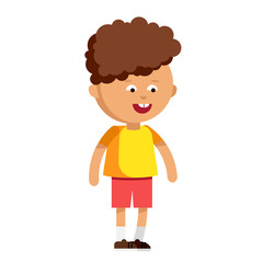 Cute boy have fun in white background.