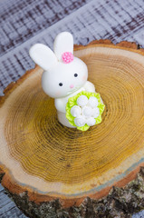 two-tier fondant wedding lace cake with bear and bunny