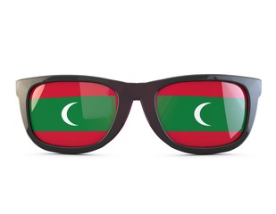 Maldives flag sunglasses. 3D Rendering