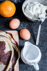 Pancake with cream cheese and yoghurt