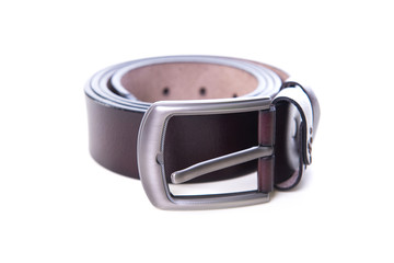 leather belt brown color isolated on white background