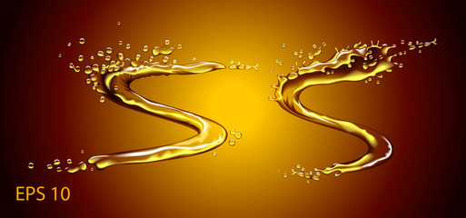 golden oil or shampoo or beer splash. vector