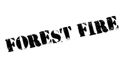 Forest Fire rubber stamp. Grunge design with dust scratches. Effects can be easily removed for a clean, crisp look. Color is easily changed.