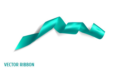 Blue realistic silk vector ribbon