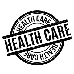 Health Care rubber stamp. Grunge design with dust scratches. Effects can be easily removed for a clean, crisp look. Color is easily changed.