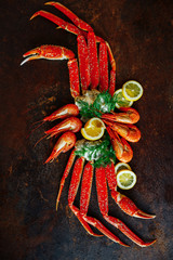 Crab claws and shrimp with lemon and dill