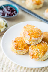 Breakfast, Homemade Traditional English Scones, Vertical View