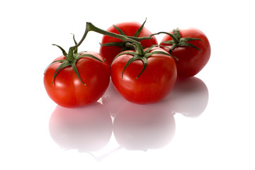 Red ripe tomato with on white background