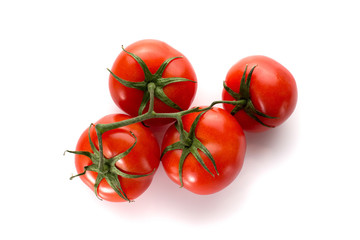 Four red sochtyts tomato on white background