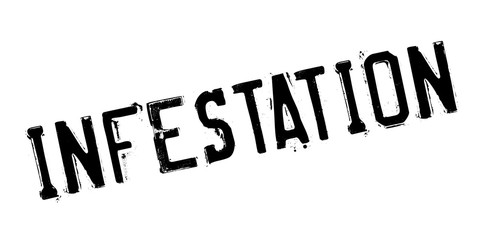 Infestation rubber stamp. Grunge design with dust scratches. Effects can be easily removed for a clean, crisp look. Color is easily changed.