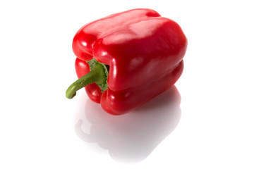 Red pepper on your side isolated on white background with shadow