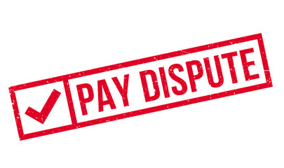 Pay Dispute rubber stamp. Grunge design with dust scratches. Effects can be easily removed for a clean, crisp look. Color is easily changed.