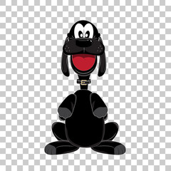 Sketch of a black cute Dog sitting isolated on the white background.