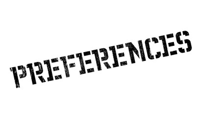 Preferences rubber stamp. Grunge design with dust scratches. Effects can be easily removed for a clean, crisp look. Color is easily changed.