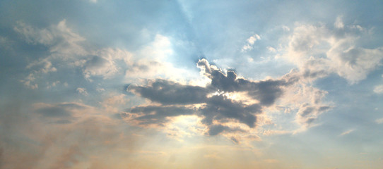 Blue sky with clouds in contrast
