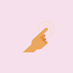 Hand with touching a button or pointing finger icon. flat design