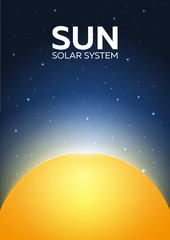Poster Sun and Solar System. Space background.
