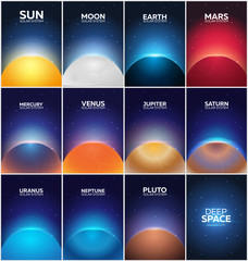 Set Posters Planet of Solar System. Space background. © leo_d