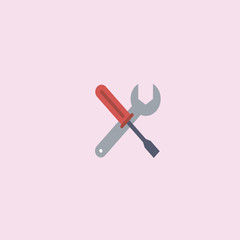 Screwdriver and Wrench icon. flat design