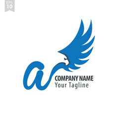 Initial Letter A Logo With Eagle or Hawk Icon Design Template