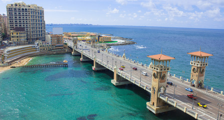 Stanley Bridge in a Beautiful Sunny Winter day with the Background of the Mediterranean Sea and the...