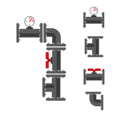 Pipe connector vector set. Pipeline vector illustration