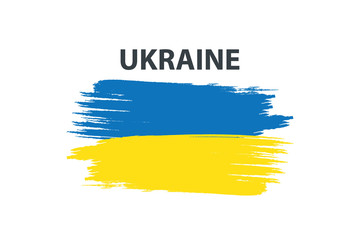Ukraine Flag with Brush Style Design