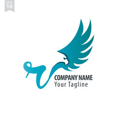 Initial Letter R Logo With Eagle or Hawk Icon Design Template