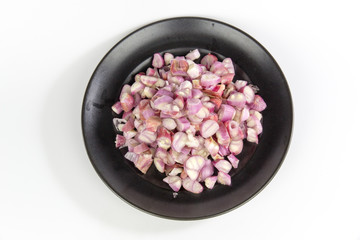 Dragon Boat Festival material shallot in a bowl isolated on white background