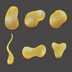 Realistic  set oil drop. Isolated on white background. Vector illustration.