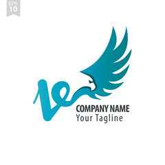 Initial Letter V Logo With Eagle or Hawk Icon Design Template
