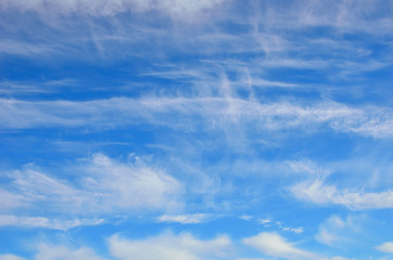 Fototapeta premium Clear blue sky with small white clouds.