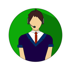 24h all the time customer support center via phone mail operator service icons concept vector illustration