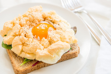 Breakfast with Wholemeal Bread Toast and Cloud Egg