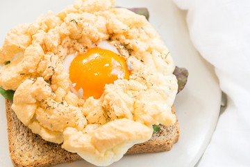 Breakfast with Wholemeal Bread Toast and Cloud Egg