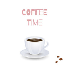 Transparent glass cup with coffee and beans