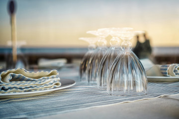 Table cloth in elegant restaurant