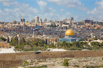 Jerusalem - Outlook from Mount of Olives to old city
